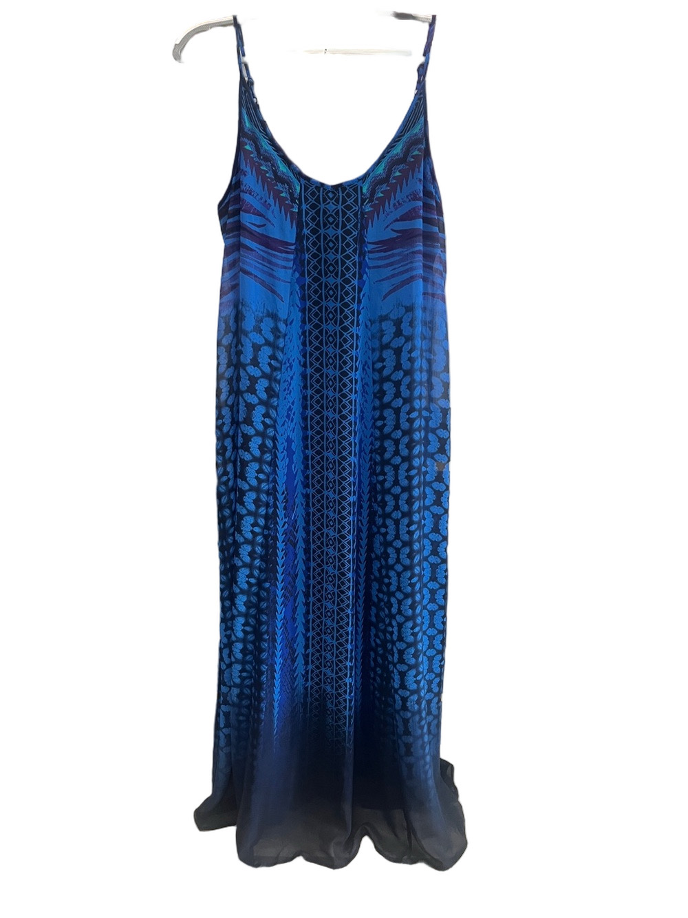 Express Blue Patterned Slip Ombré Maxi Dress - Women